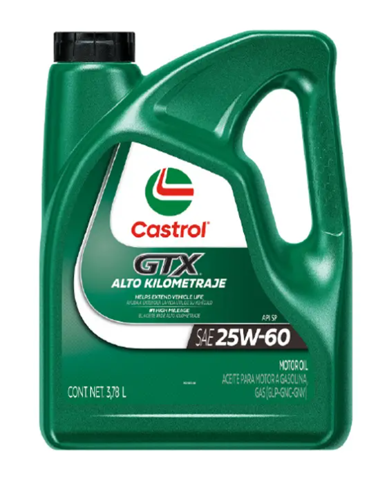 Envase de aceite CASTROL CASTROL GTX 25W60 ALTO KILOMETRAJE - GL 4LT grado 25W60 - Lubricentro Piloto